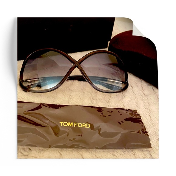 Sold Tom Ford Ivanna 372 53W Havana / Blue Sunglasses - Picture 4 of 8